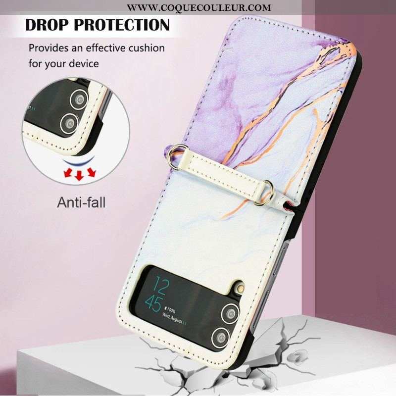 Coque Samsung Galaxy Z Flip 4 Effet Cuir Marbre