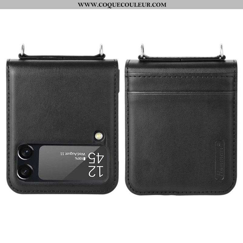 Coque Samsung Galaxy Z Flip 4 Style Cuir avec Lanière