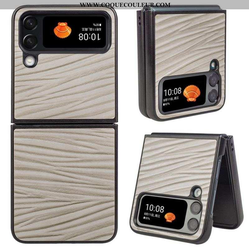 Coque Samsung Galaxy Z Flip 4 Véritable cuir Texture Ondulé