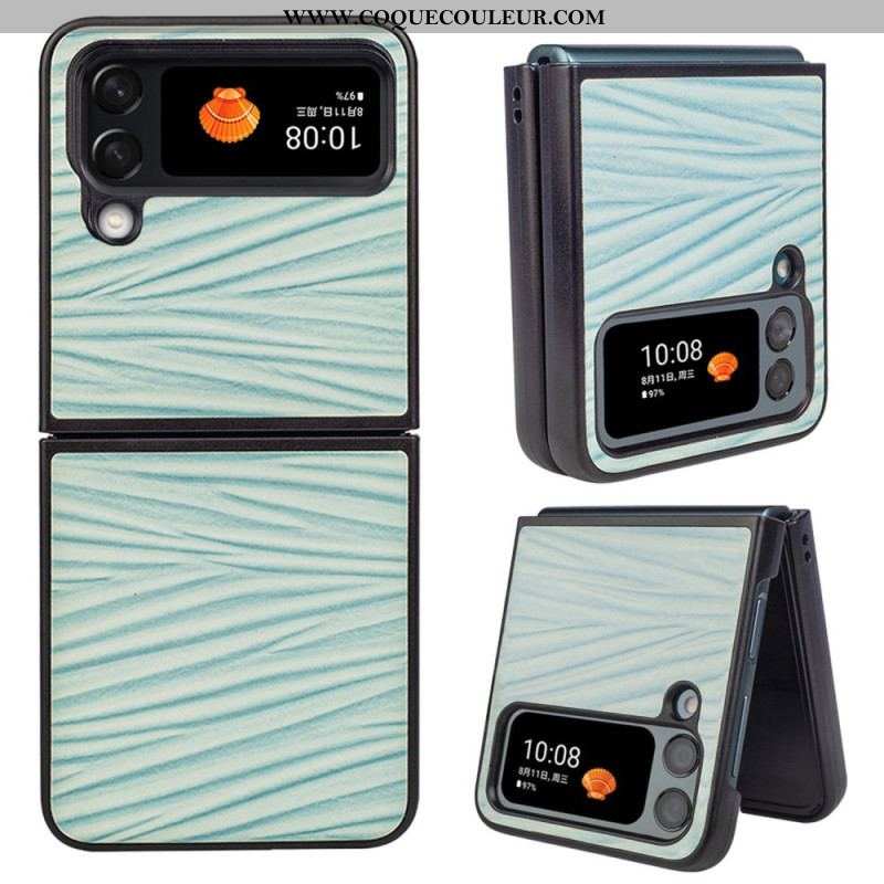 Coque Samsung Galaxy Z Flip 4 Véritable cuir Texture Ondulé