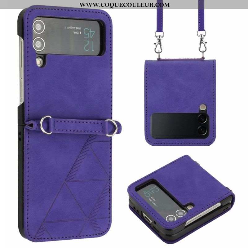 Coque Samsung Galaxy Z Flip 4 Triangles avec Bandoulière