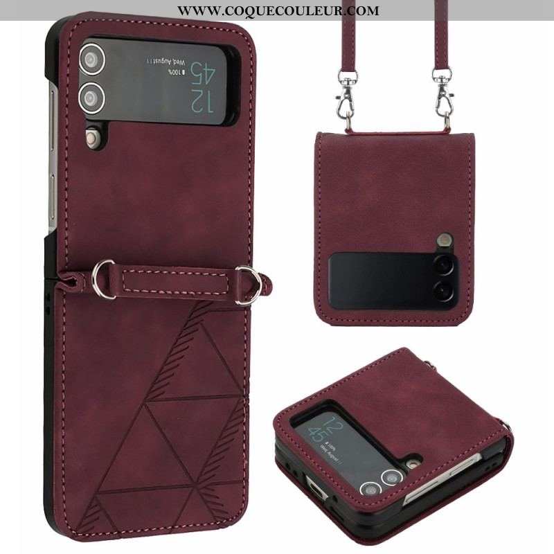 Coque Samsung Galaxy Z Flip 4 Triangles avec Bandoulière