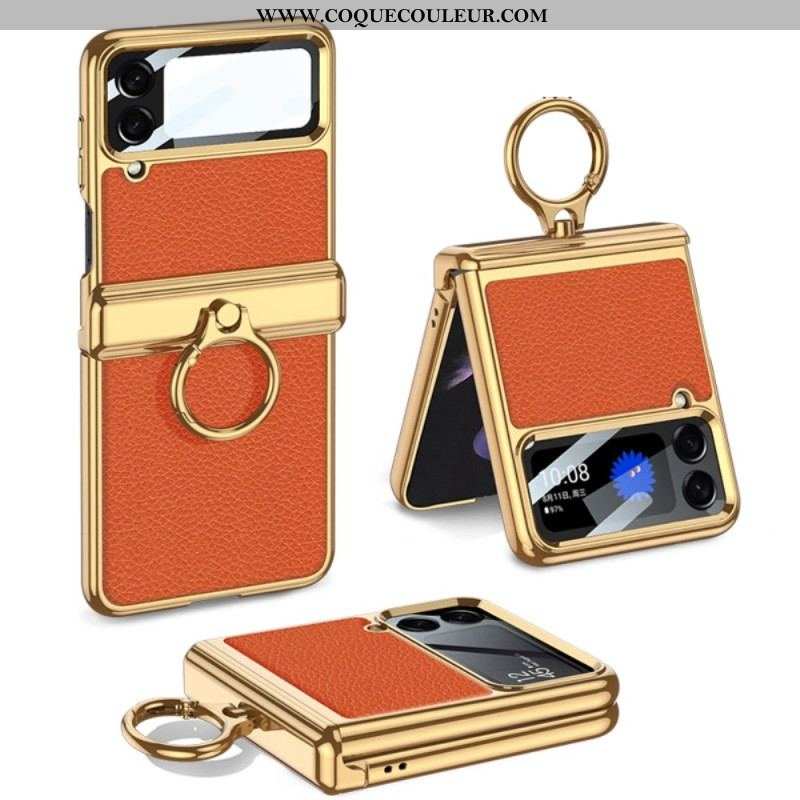Coque Samsung Galaxy Z Flip 4 Style Cuir avec Mousqueton GKK