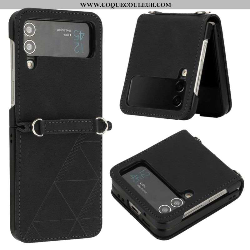 Coque Samsung Galaxy Z Flip 4 Simili Cuir Triangles