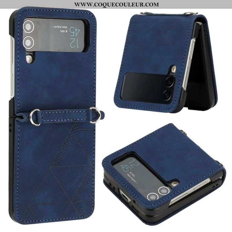 Coque Samsung Galaxy Z Flip 4 Simili Cuir Triangles