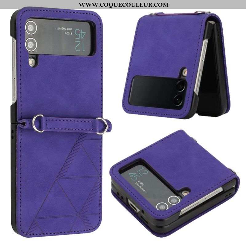 Coque Samsung Galaxy Z Flip 4 Simili Cuir Triangles