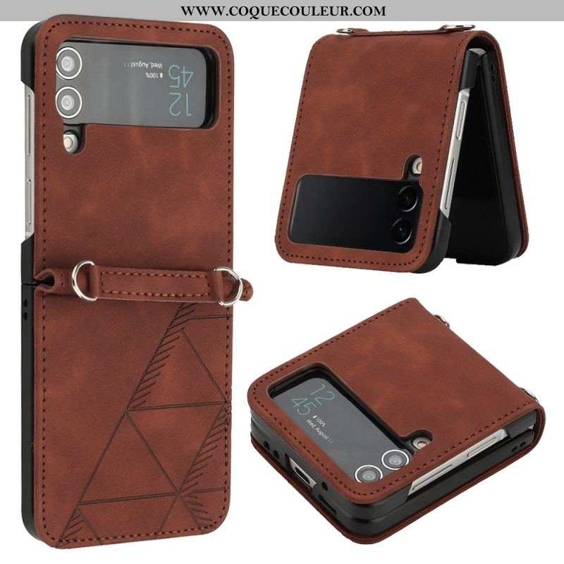 Coque Samsung Galaxy Z Flip 4 Simili Cuir Triangles