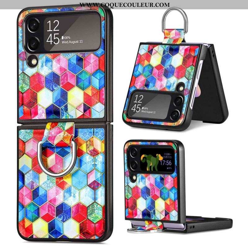 Coque Samsung Galaxy Z Flip 4 Fantaisie avec Anneau CASENEO