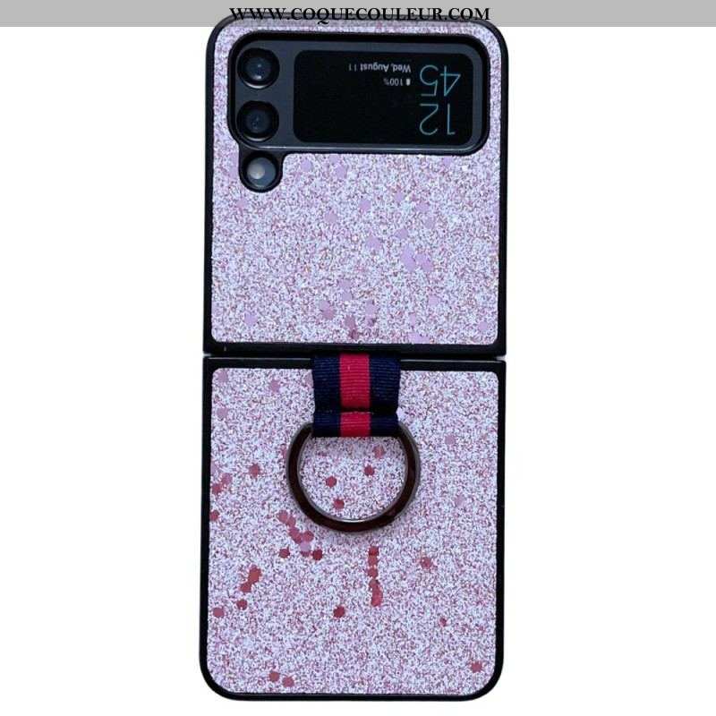 Coque Samsung Galaxy Z Flip 4 Paillettes avec Anneau