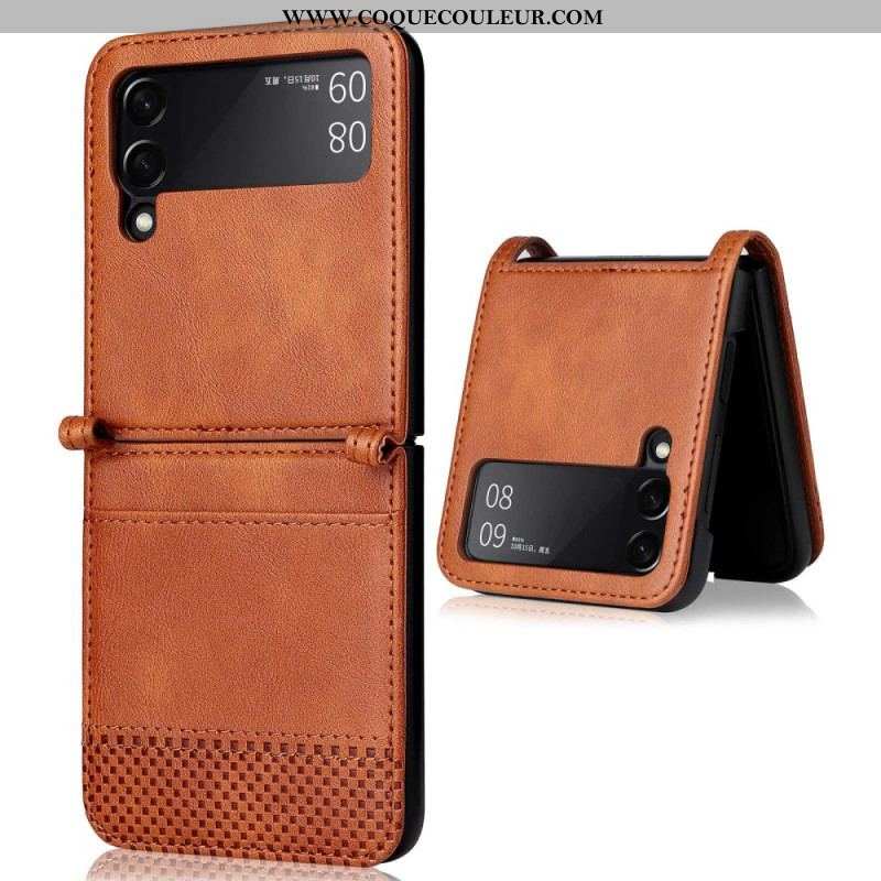 Coque Samsung Galaxy Z Flip 4 Style Cuir Vintage Porte-Carte