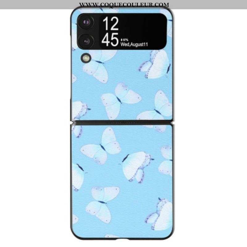 Coque Samsung Galaxy Z Flip 4 Simili Cuir Papillons