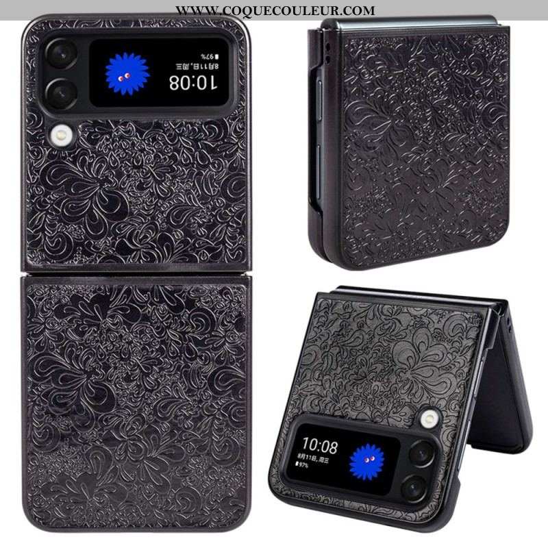 Coque Samsung Galaxy Z Flip 4 Effet Cuir Baroque