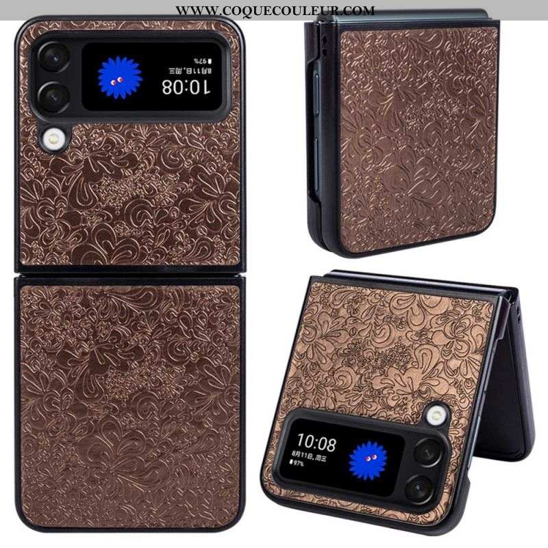 Coque Samsung Galaxy Z Flip 4 Effet Cuir Baroque