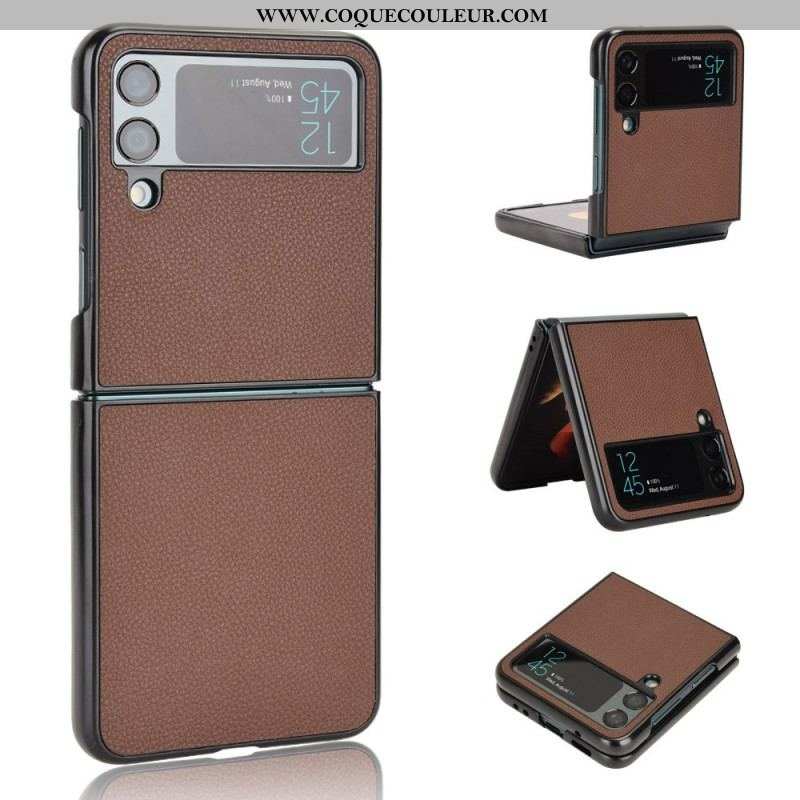 Coque Samsung Galaxy Z Flip 4 Texture Cuir Litchi