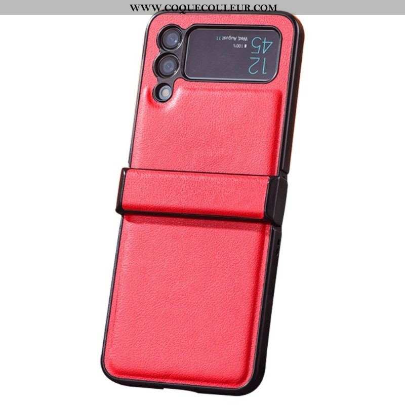 Coque Samsung Galaxy Z Flip 4 5G Effet Cuir avec Charnière