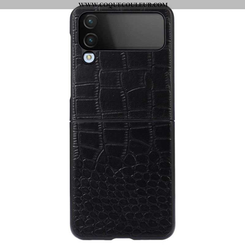 Coque Samsung Galaxy Z Flip 4 Cuir Véritable Effet Crocodile