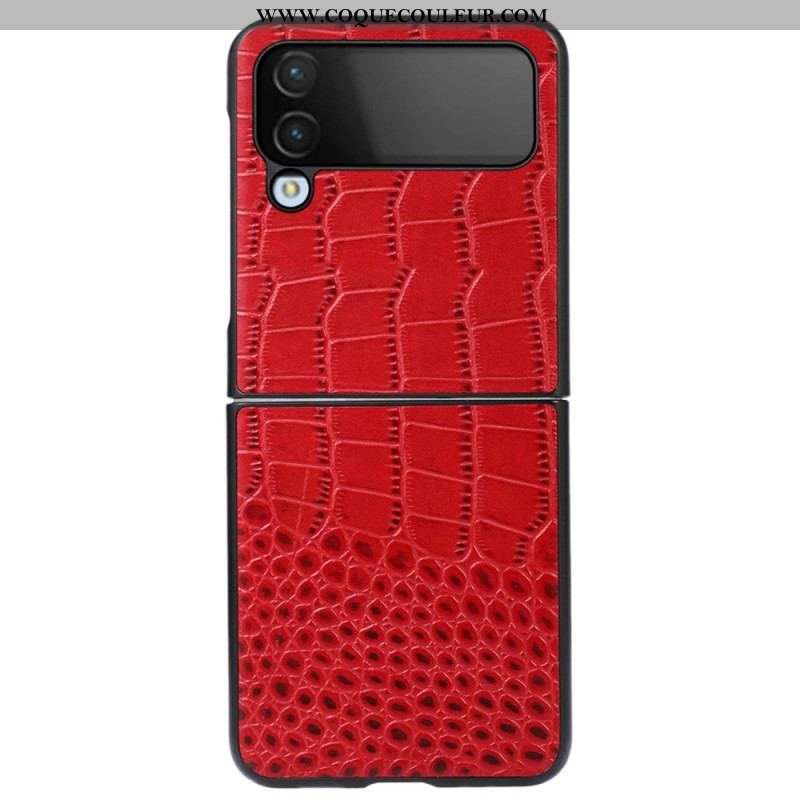 Coque Samsung Galaxy Z Flip 4 Cuir Véritable Effet Crocodile