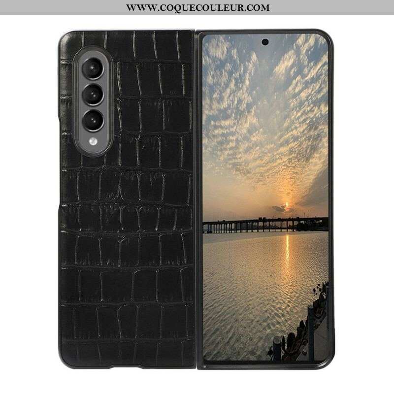 Coque Samsung Galaxy Z Fold 3 5G Cuir Véritable Crocodile