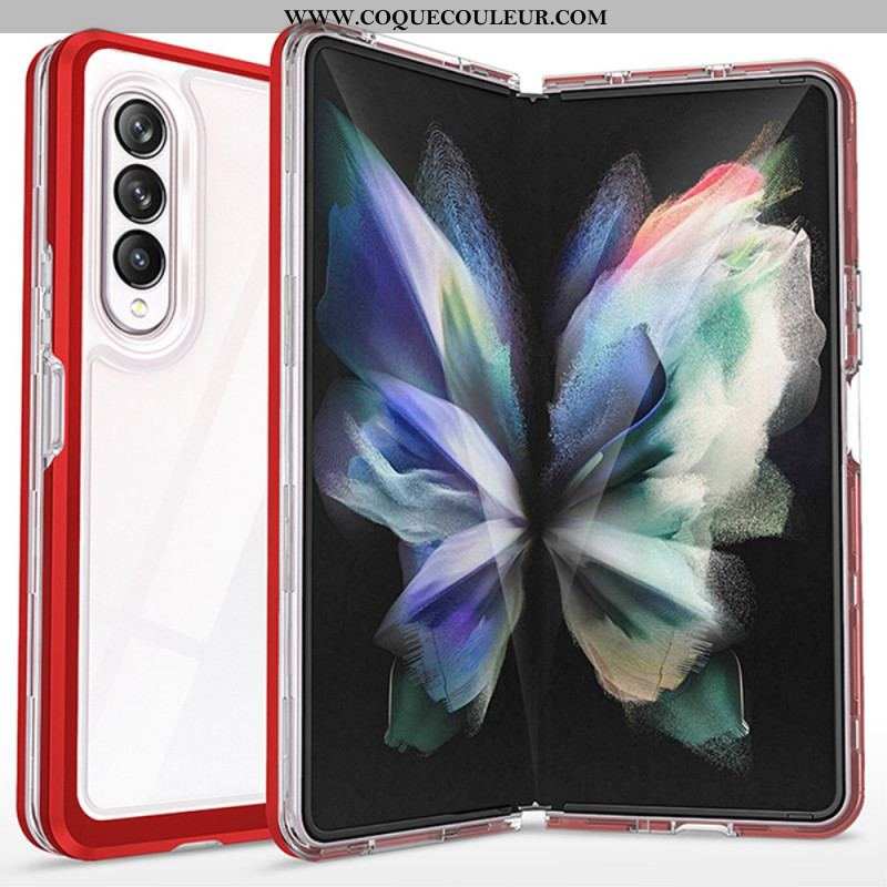 Coque Samsung Galaxy Z Fold 3 5G Hybride Transparente Rebords Colorés