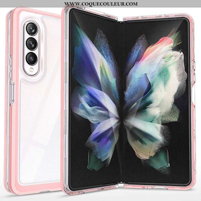 Coque Samsung Galaxy Z Fold 3 5G Hybride Transparente Rebords Colorés