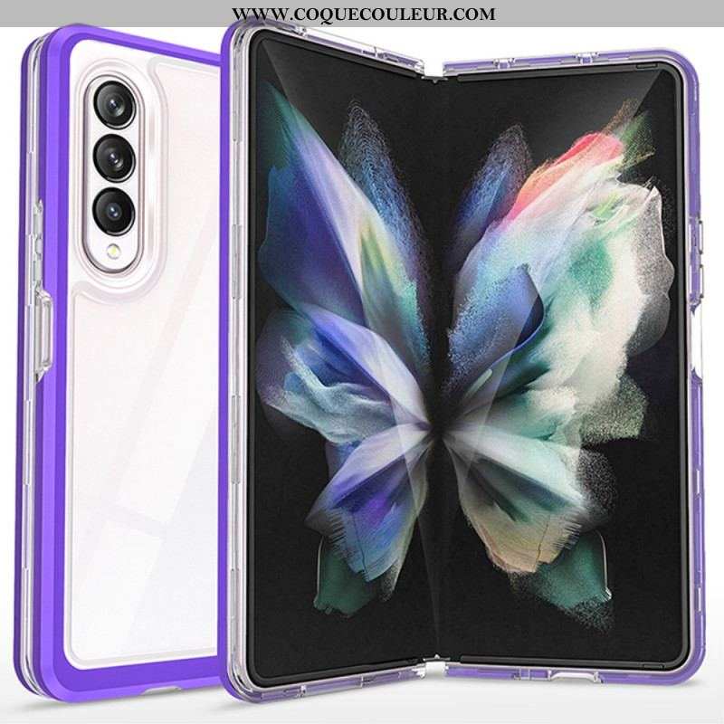 Coque Samsung Galaxy Z Fold 3 5G Hybride Transparente Rebords Colorés