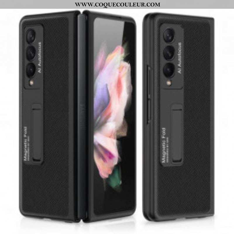 Coque Samsung Galaxy Z Fold 3 5G Cuir Tissé Support GKK