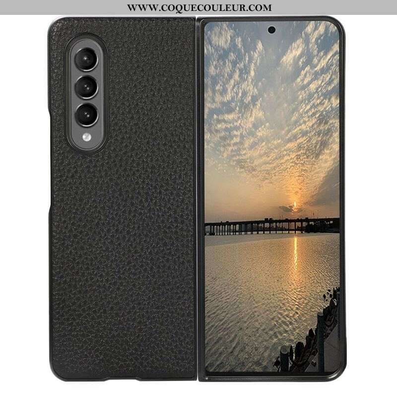 Coque Samsung Galaxy Z Fold 3 5G Cuir Litchi Véritable