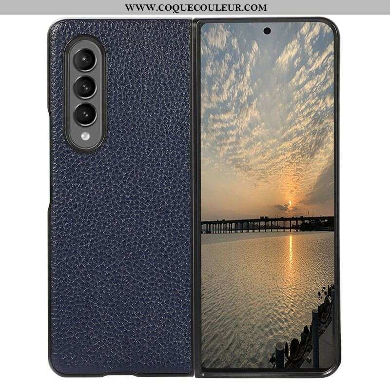 Coque Samsung Galaxy Z Fold 3 5G Cuir Litchi Véritable