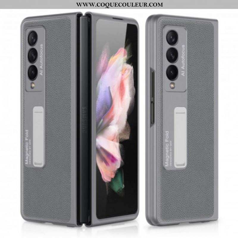 Coque Samsung Galaxy Z Fold 3 5G Cuir Litchi Support GKK