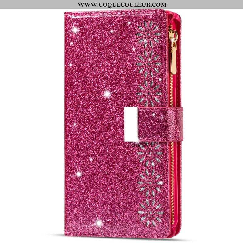 Housse Samsung Galaxy Z Fold 3 5G Paillettes Portefeuille Zip