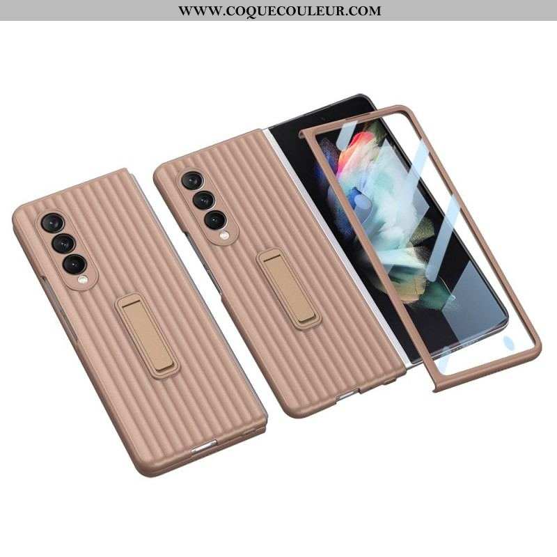 Coque Samsung Galaxy Z Fold 3 5G Texturée Support et Protecteur Écran GKK