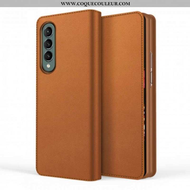 Flip Cover Samsung Galaxy Z Fold 3 5G Skin-Touch Cuir Fendu