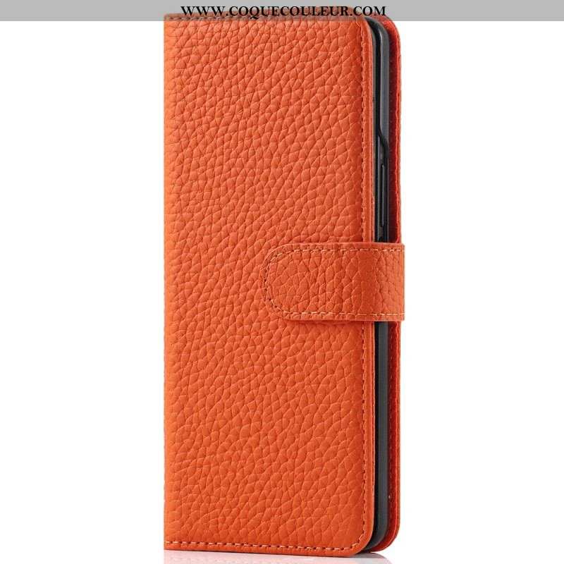 Housse Samsung Galaxy Z Fold 3 5G Véritable Cuir Litchi Porte-Stylet