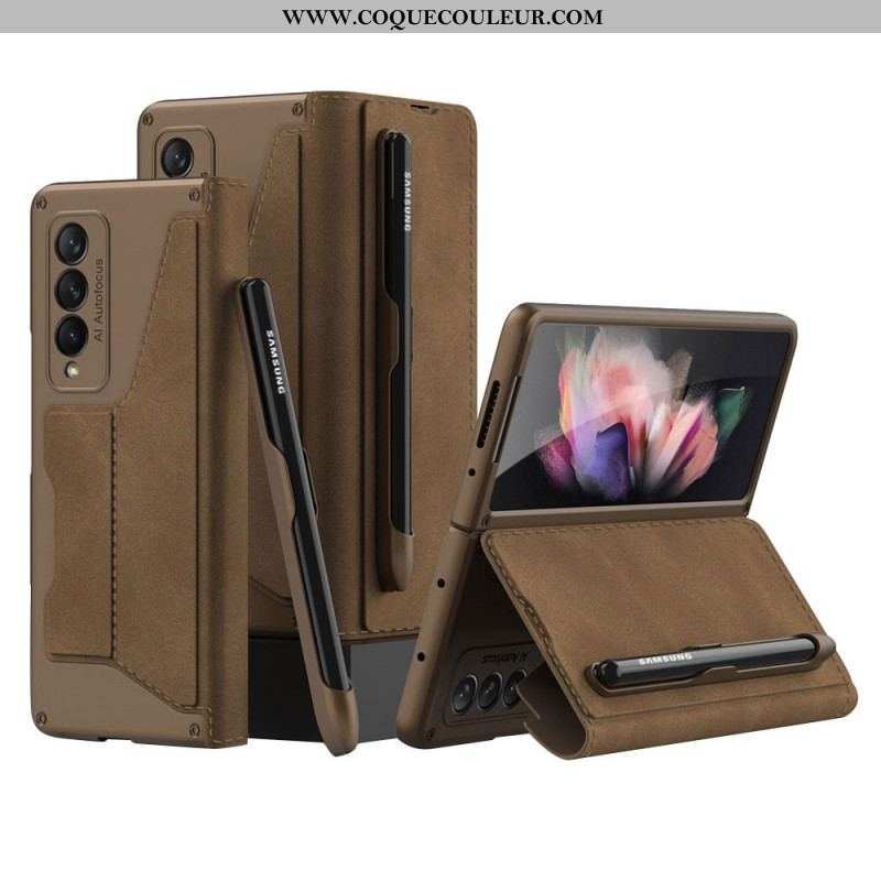 Flip Cover Samsung Galaxy Z Fold 3 5G Simili Cuir Porte-Stylet GKK