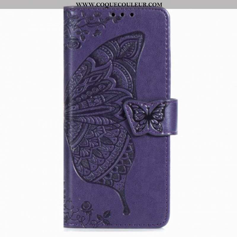 Housse Samsung Galaxy Z Fold 3 5G Papillon Design avec Lanière