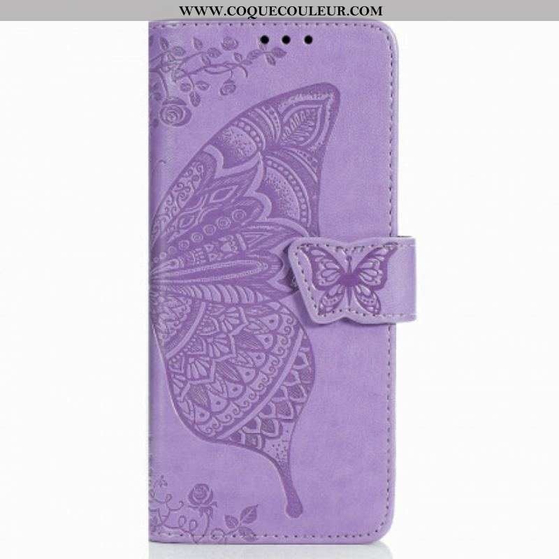 Housse Samsung Galaxy Z Fold 3 5G Papillon Design avec Lanière