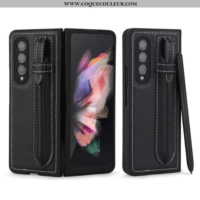 Coque Samsung Galaxy Z Fold 3 5G Cuir Véritable Porte-Stylet