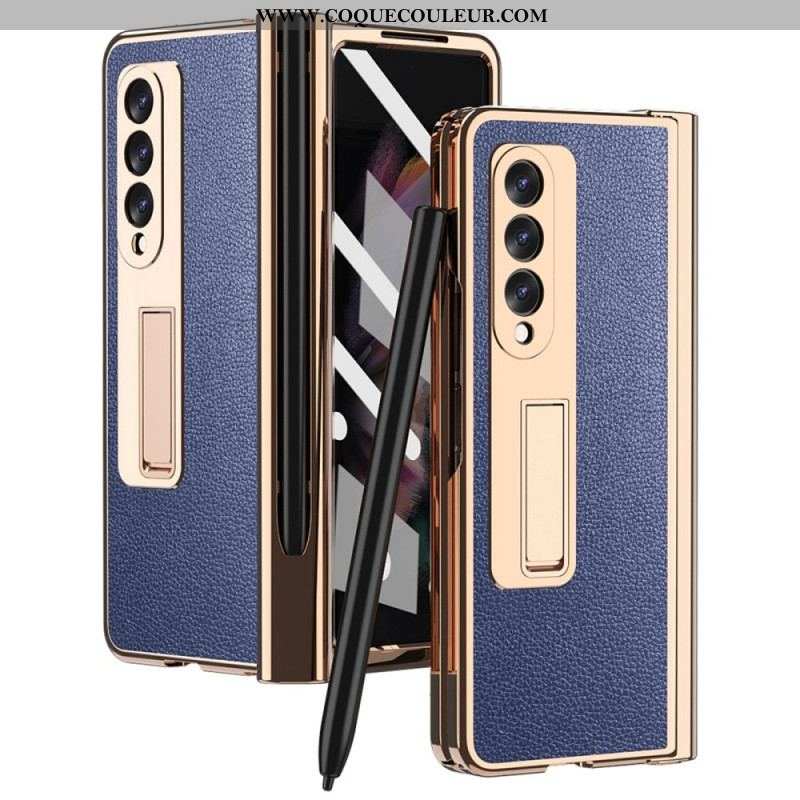 Coque Samsung Galaxy Z Fold 3 5G Cuir Litchi Multi-Fonctions