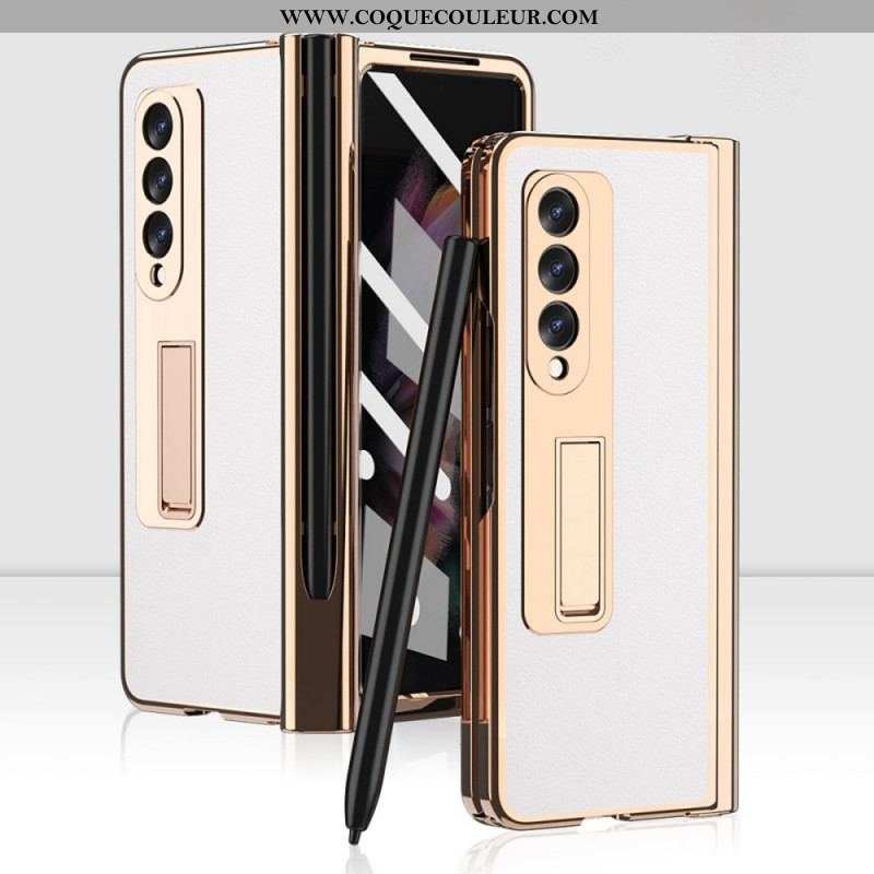 Coque Samsung Galaxy Z Fold 3 5G Cuir Litchi Multi-Fonctions