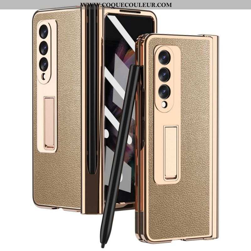 Coque Samsung Galaxy Z Fold 3 5G Cuir Litchi Multi-Fonctions