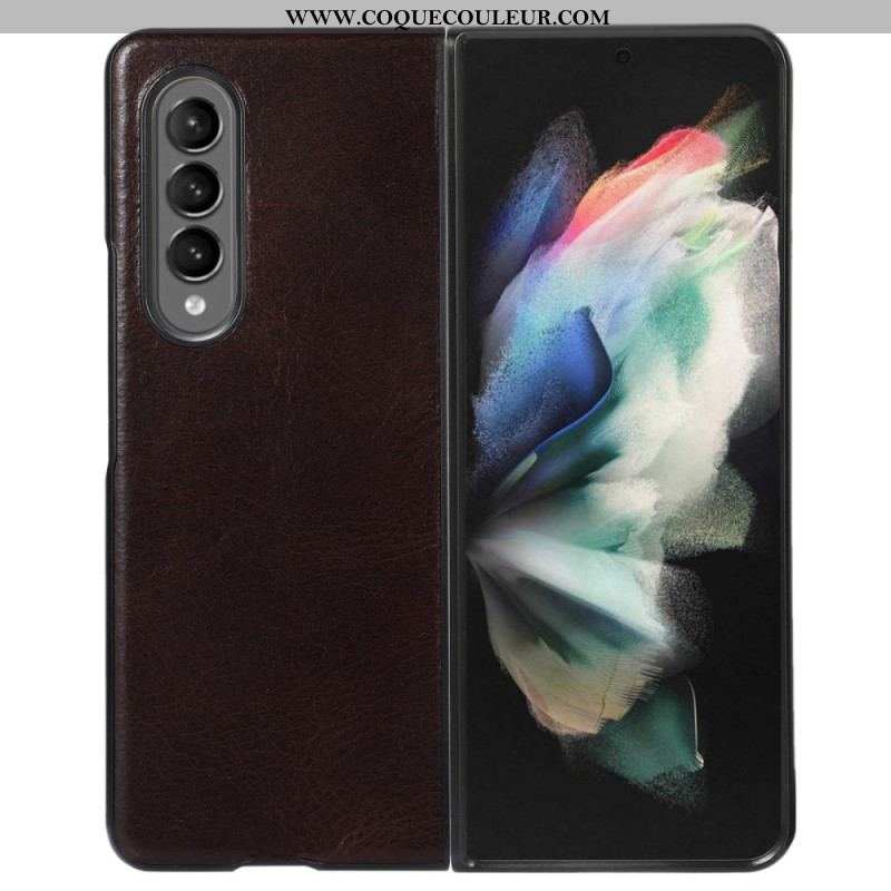 Coque Samsung Galaxy Z Fold 4 Classique Cuir Véritable de Vache