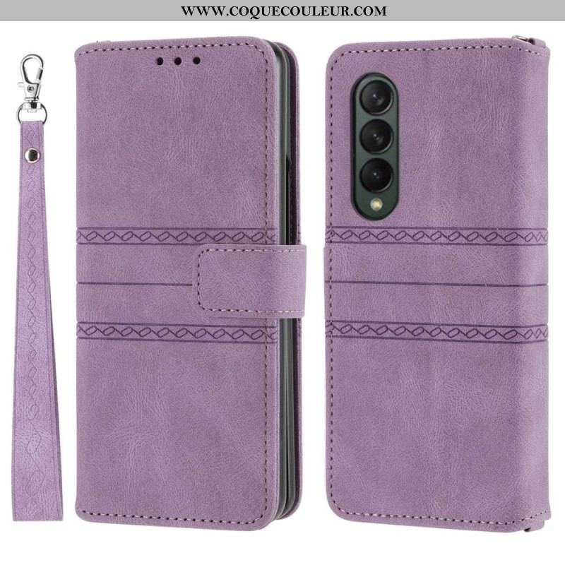 Housse Samsung Galaxy Z Fold 4 Simili Cuir Belt Motif