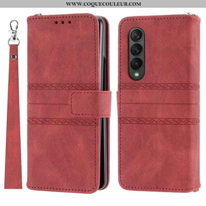 Housse Samsung Galaxy Z Fold 4 Simili Cuir Belt Motif