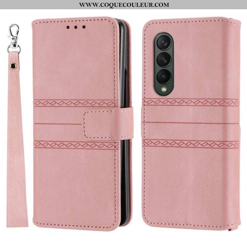 Housse Samsung Galaxy Z Fold 4 Simili Cuir Belt Motif