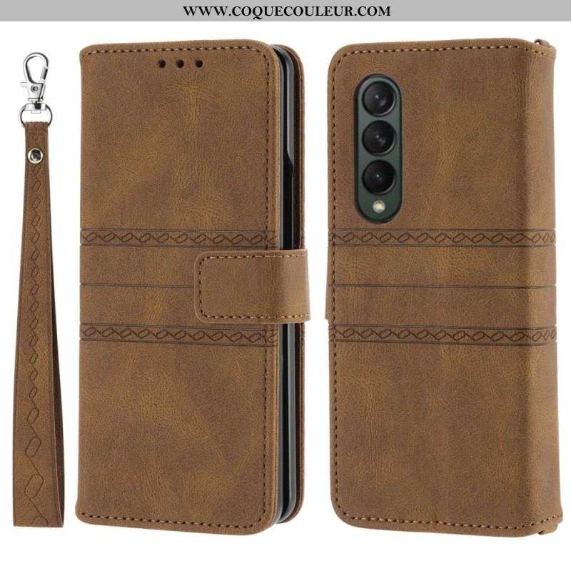 Housse Samsung Galaxy Z Fold 4 Simili Cuir Belt Motif