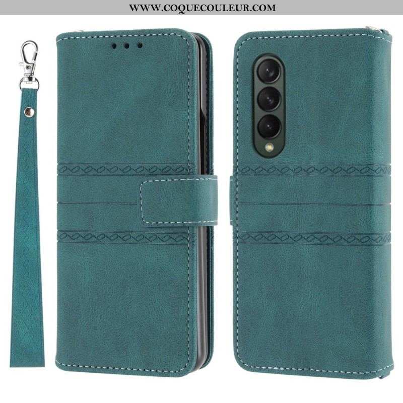 Housse Samsung Galaxy Z Fold 4 Simili Cuir Belt Motif