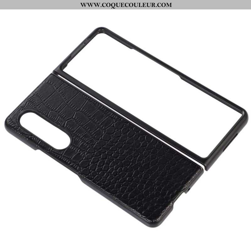 Coque Samsung Galaxy Z Fold 4 Cuir Véritable Effet Crocodile Tendance