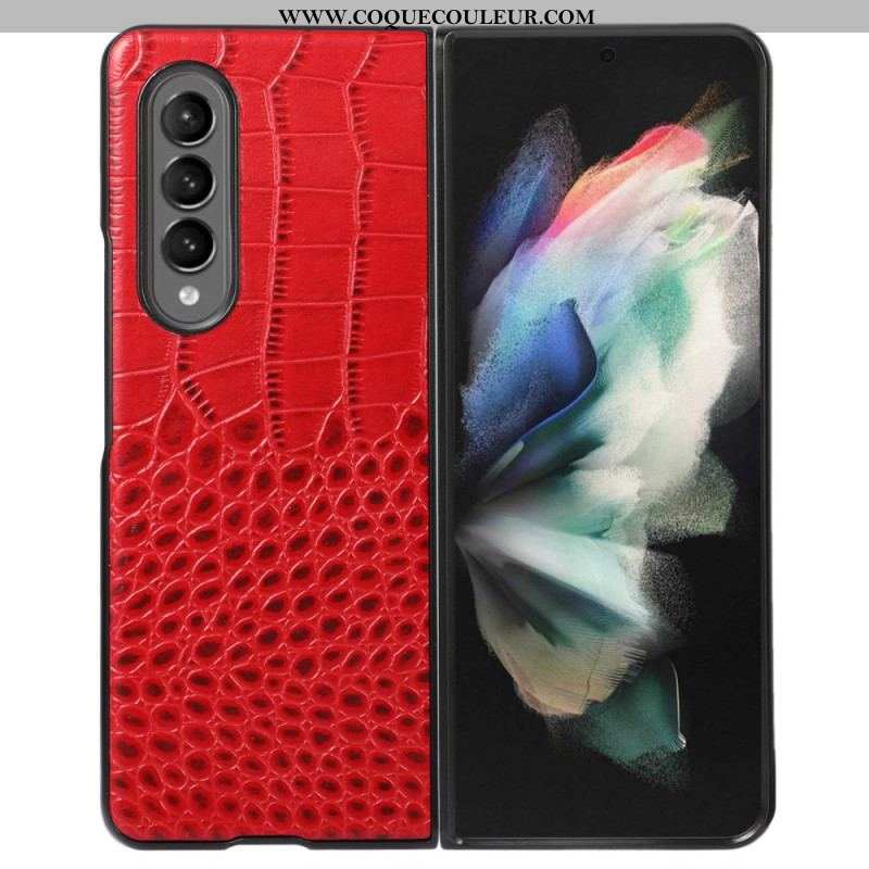 Coque Samsung Galaxy Z Fold 4 Cuir Véritable Effet Crocodile Tendance