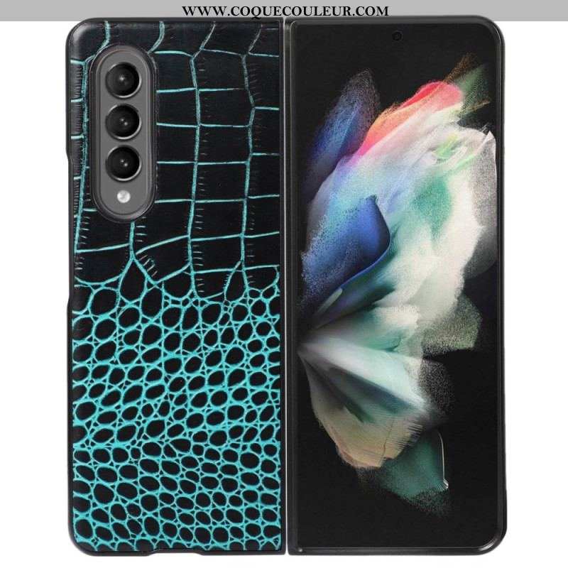 Coque Samsung Galaxy Z Fold 4 Cuir Véritable Effet Crocodile Tendance