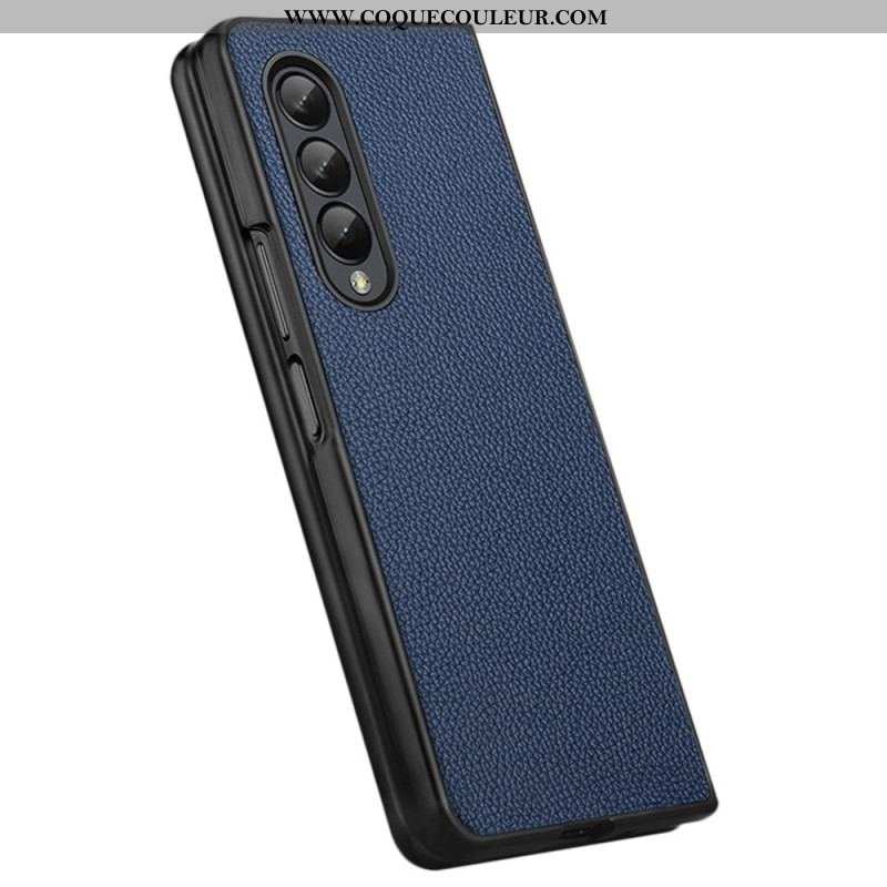 Coque Samsung Galaxy Z Fold 4 Cuir Véritable Litchi